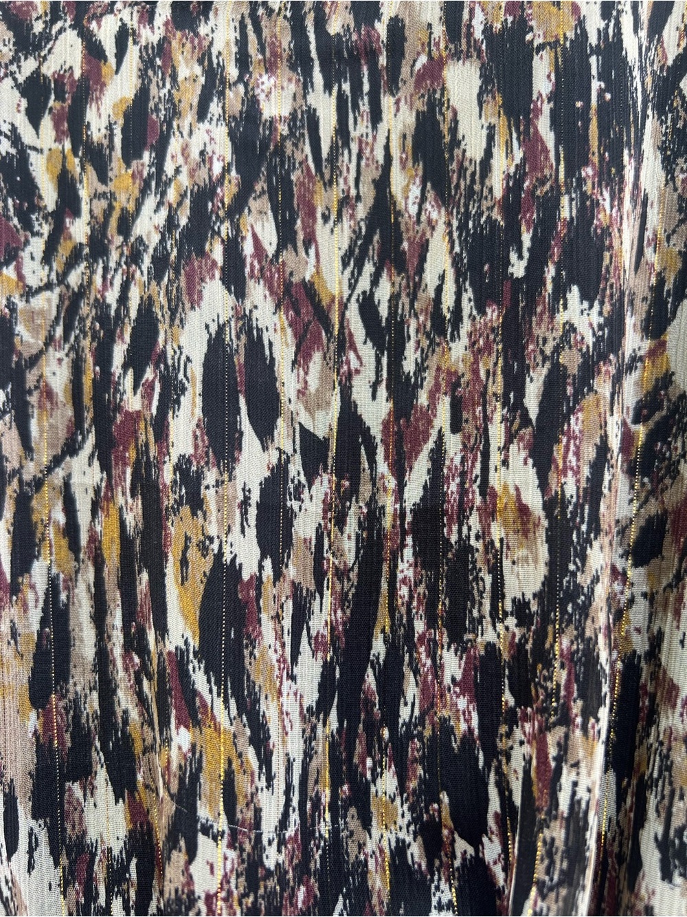Evereve Long Sleeve Mini Dress Abstract Brushstroke Metallic Tiered Size Small - Picture 4 of 13